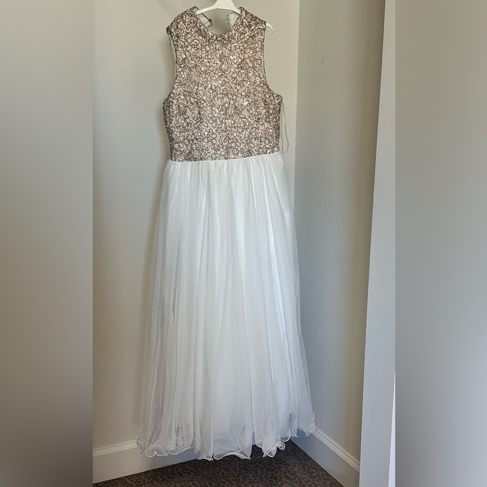 Speechless White and Gold Formal Kids Dress